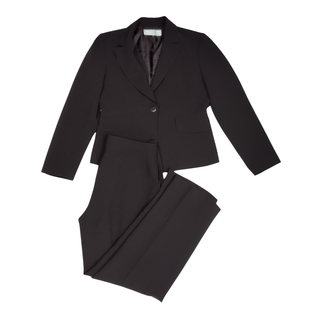 Tahari by Arthur S. Levine Women’s Chocolate Brown 2-Piece Pantsuit Set Size 10P - Picture 3 of 16